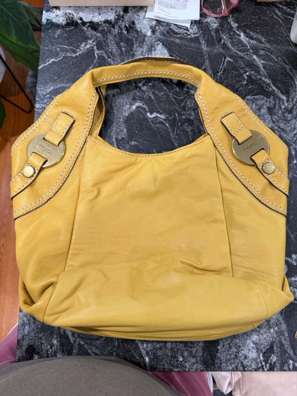 Fossil “Fifty-four” Yellow Leather Hobo Bag - Picture 3 of 11